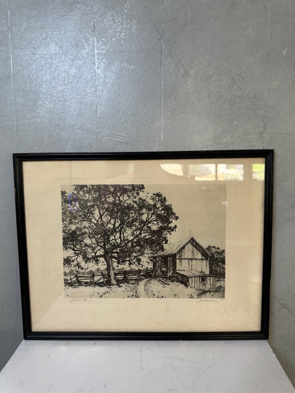 Samuel Chamberlain Lithograph LAND OF OUR FATHERS FRAMED PRINT ANTIQUE